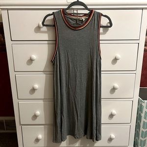 AE Short Grey Casual Dress With Stripe Details On Sleeve and Back Cutout